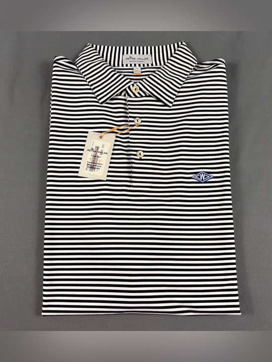 Peter Millar Other - Peter Millar Golf Shirt Polo CS Summer Comfort Chest Logo Striped Large BLK/WH